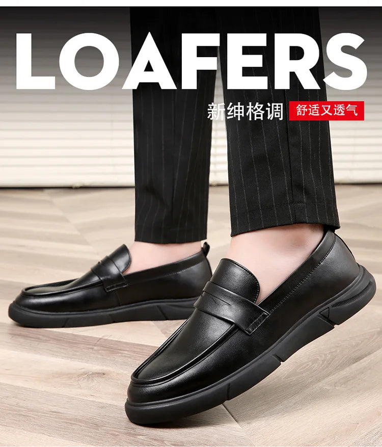 Genuine Leather Men's Business Leather Shoes Soft Soled Comfortable Men's Driving Shoes Loafers