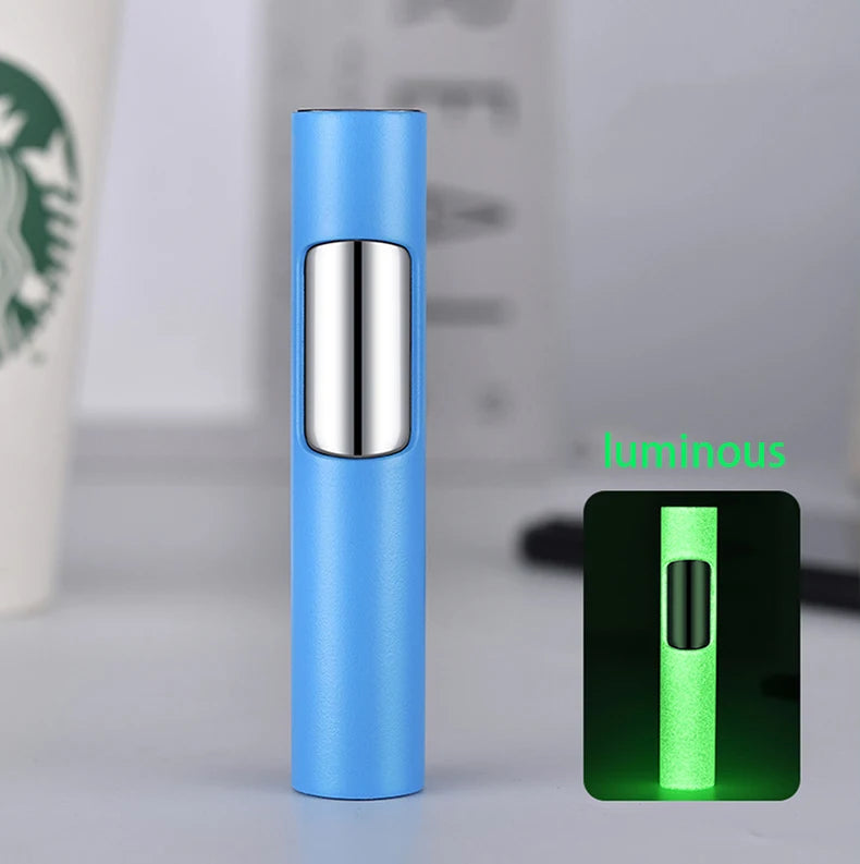 Luminous Lighter Butane Gas Lighter Straight Jet Blue Flame Glowing Lighters Smoking Lighter Cigar Accessories Men's Gift