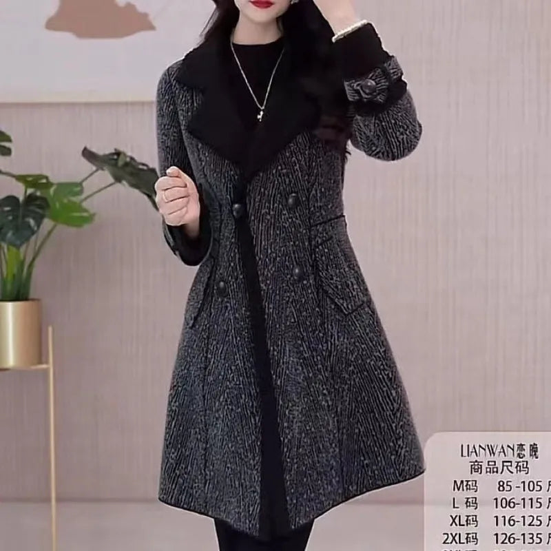 High-quality Female Woolen Coat On Both Sides 2025 Autumn And Winter New Double Sided Wear Suit Collar Woolen Coat Gray Black