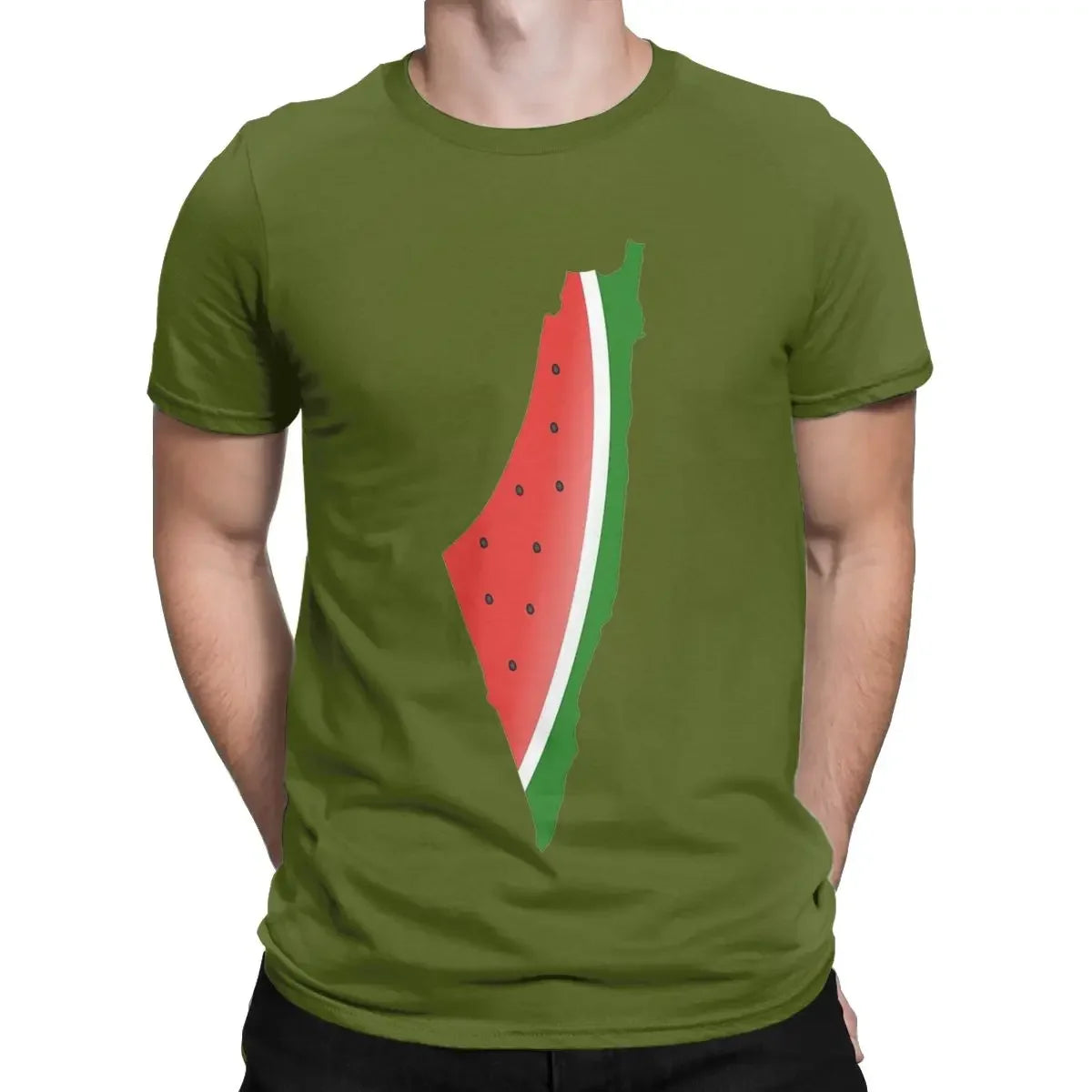 Men T-Shirt Watermelon Vintage 100% Cotton Tee Shirt Short Sleeve T Shirt Crewneck Tops Printing