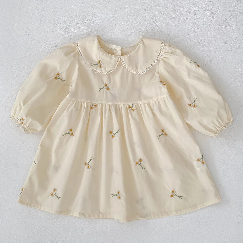 Spring Clothes Pastoral Baby Girls Dress Autumn Embroidery Cotton Floral Doll Dress Children'S Temperament Princess Girls' Dress