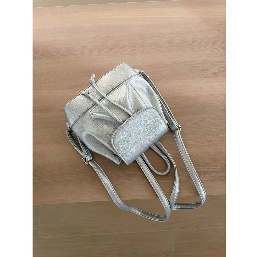 Small Fashion Backpacks School Bags for college girls Pu Leather Women Shoulder Bag Cute Flap String Female Handbags Tote Purse