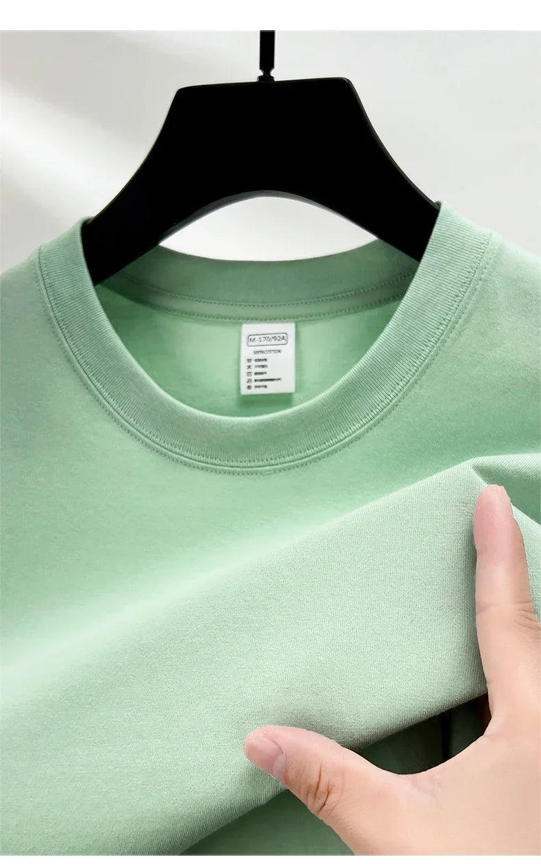 Summer  100% Pure Cotton Men's Short Sleeve Round Neck Fashionable Style Half Sleeved Top Breathable T Shirt Short Sleeve