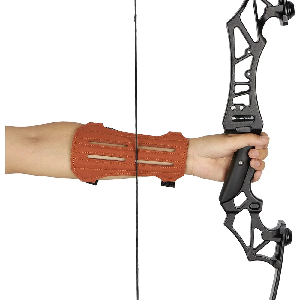 Archery Arm Finger Guard Leather Handguard Protector Adult 3 Finger Glove Left Right Hunting Shooting Safety Anti Slip Protect