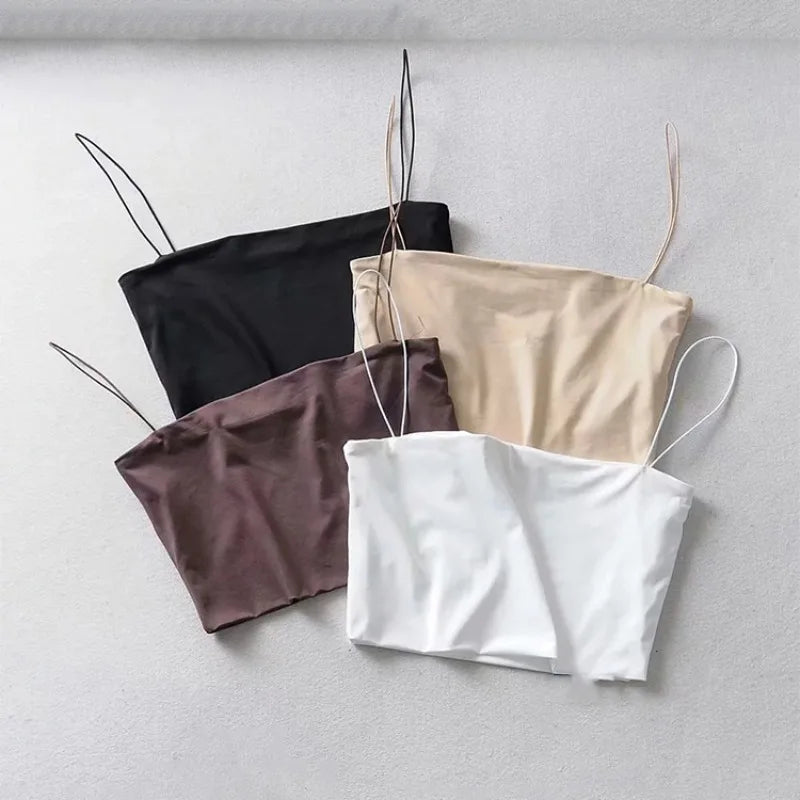 Summer Women's Crop Top Sexy Elastic Cotton Camis Sleeveless Short Tank Top Bar