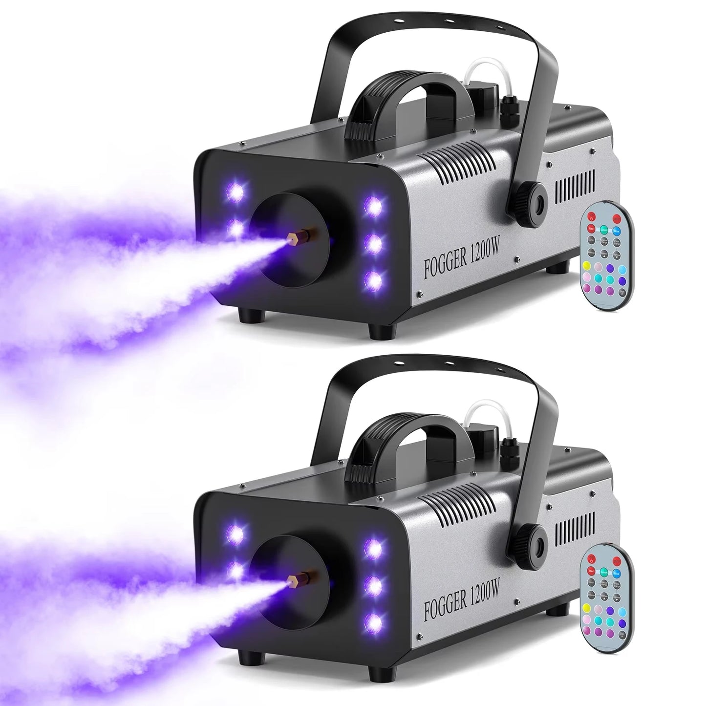 Yiflamefly 2Pcs 1200W Smoke Machine with RGB 6LEDs Lighting for Theater Professional Stage Home Entertainment Halloween Party