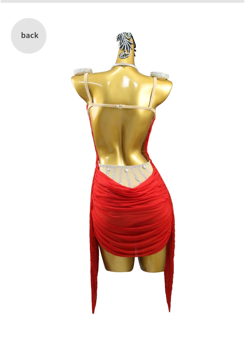 Dress For Dance Girl Costume Women Latin American Clothes Ball Sexy Skirt Line Suit Evening Practice Wear Stage Samba Customized