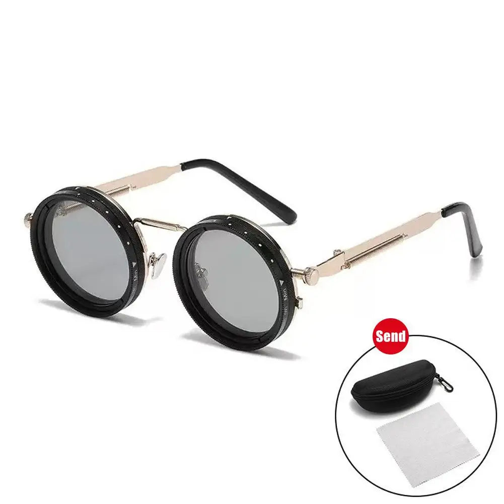 Polarized Round Sunglasses Men ND9 Adjustable Dimming Sun Glasses Women Retro Punk Fishing Eyeglasses Outdoor Shades UV400