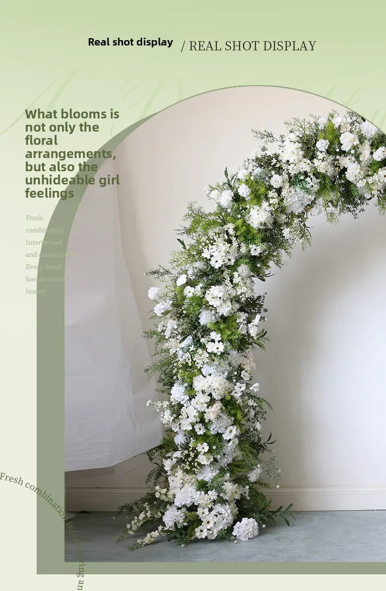 Wedding arch floral arrangement, welcome photography backdrop, flower stand, flower arrangement, venue artificial flowers