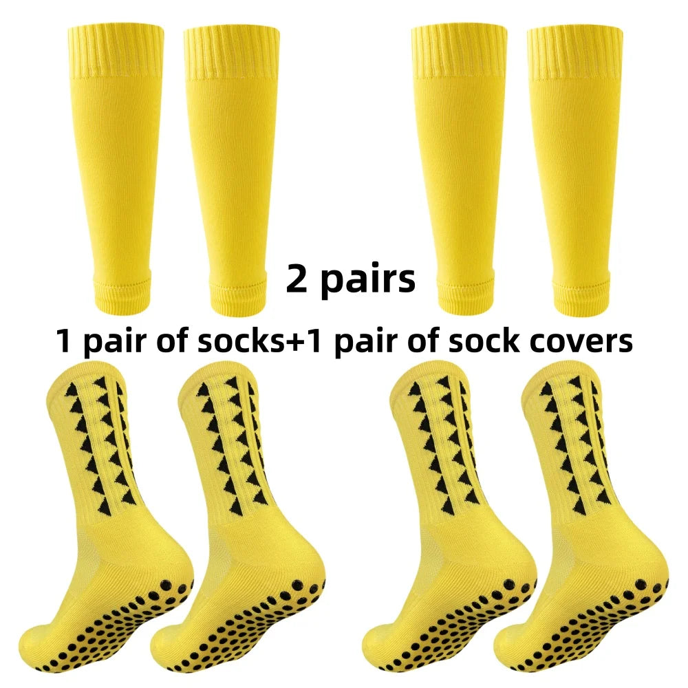 2 pairs of football socks men's leg protection socks anti slip basketball football running fitness socks leg protection socks