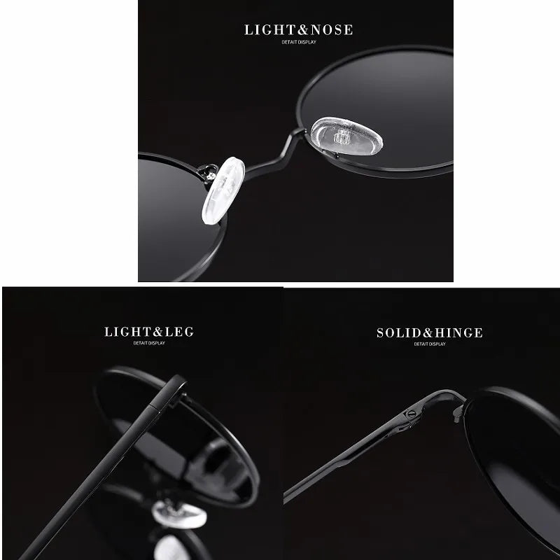 Round Polarized Sunglasses Men Women Retro Sun Glasses Male Female Brand Designer Metal Frame Eyewear Driving Eyeglasses UV400