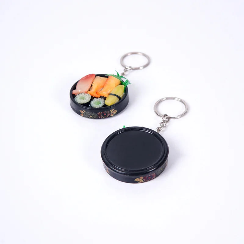 Simulation Food Keychain Pendant Funny Gift Lunch Box Sashimi Toys Party Couple Car Bag Key Rings