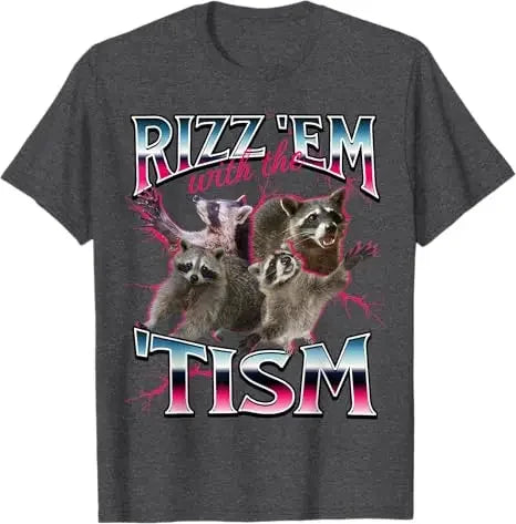 Autism Funny Rizz Em with The Tism Meme Autistic Racoon T-Shirt Cute 90s Style Bootleg Vintage Saying Tee Short Sleeve Blouses