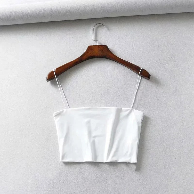 Summer Women's Crop Top Sexy Elastic Cotton Camis Sleeveless Short Tank Top Bar
