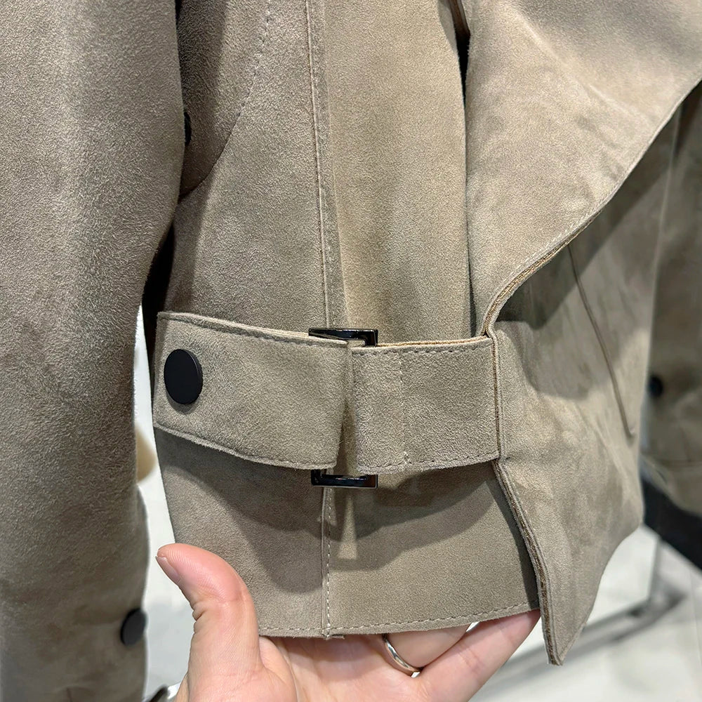 YOLOAgain Oversized Real Leather Jacket Women Sheepskin Coat