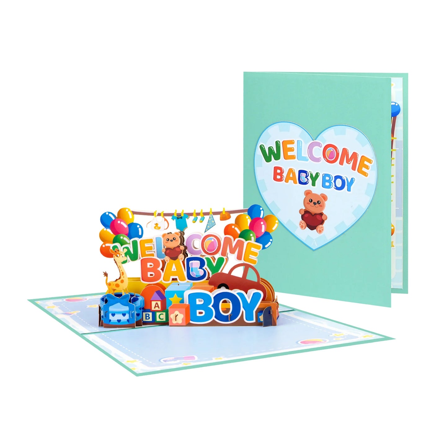 New Baby Boy and Girl Pop Up Card for Baby Shower New Parents