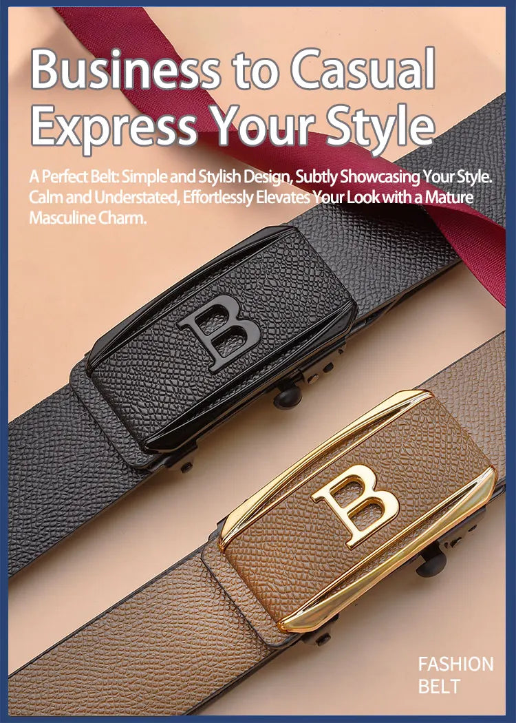 The new buckle toothless automatic buckle belt men's casual style business all-match waist belt personality youth trendy pants