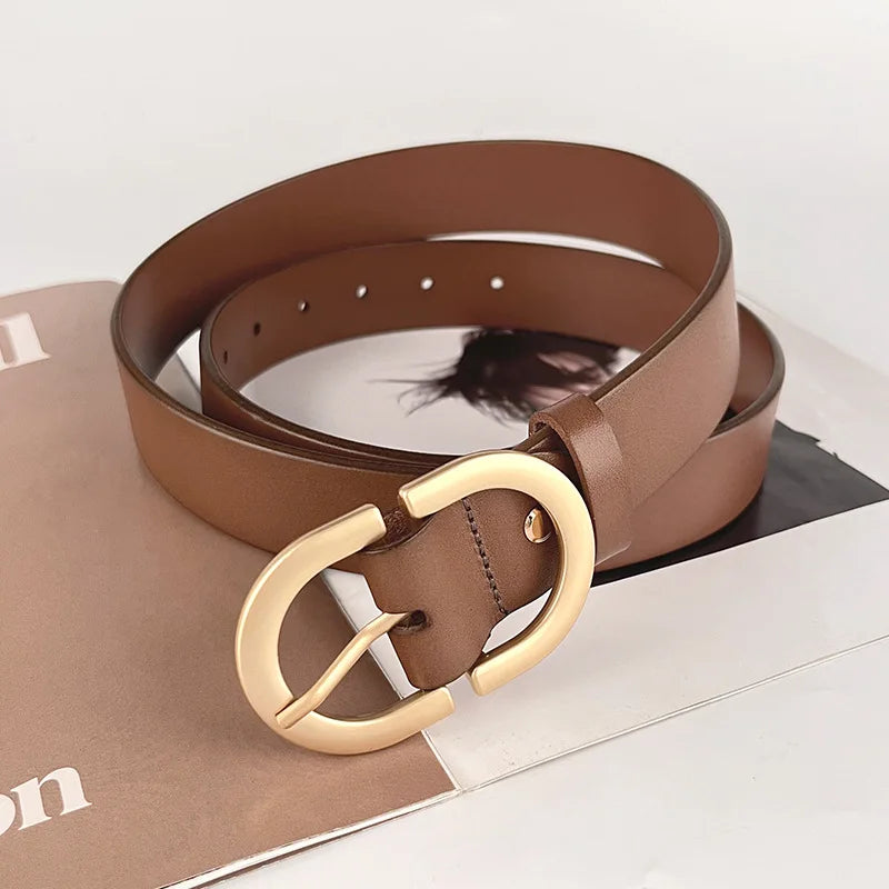 Genuine Leather Letter Design Belt for Women, Luxury Multi-Style Accessory with Dresses Jeans & Fashion Decor
