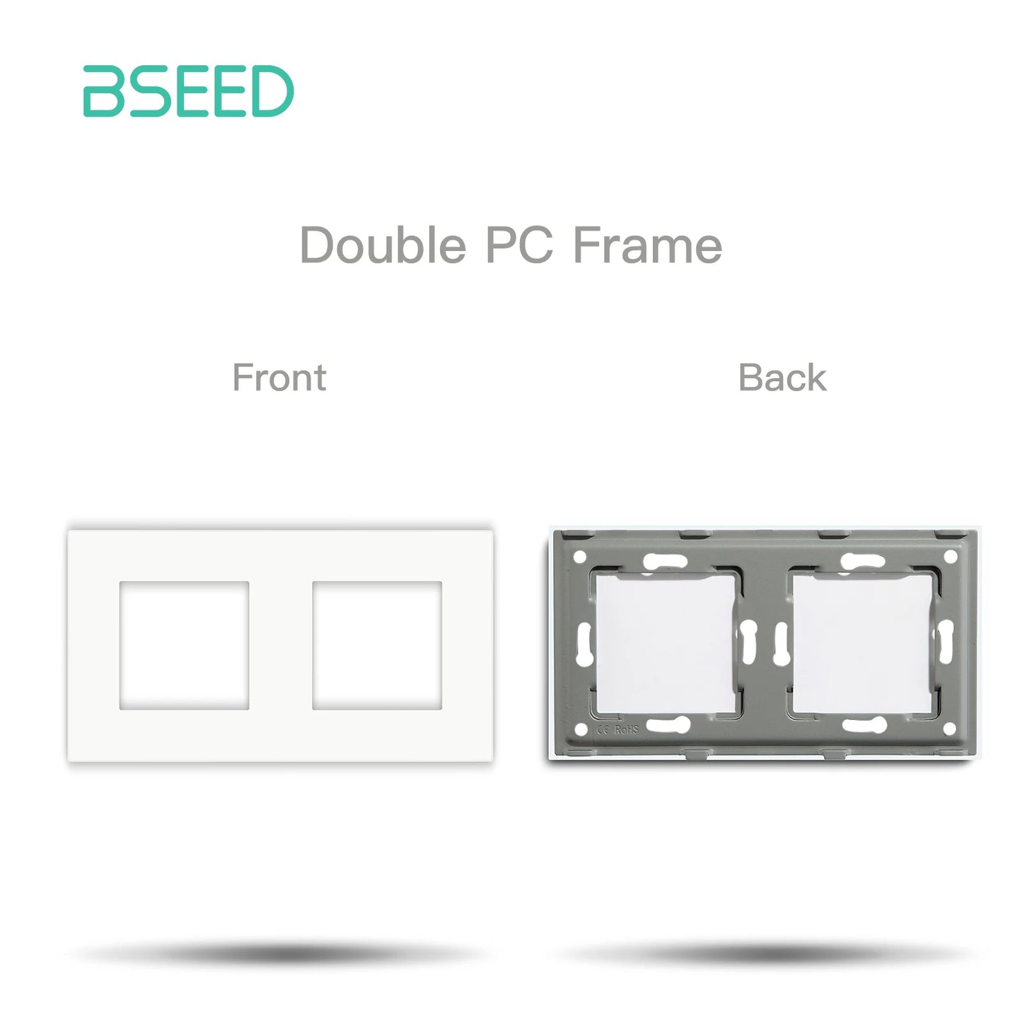 BSEED Only Plastic Frame Panel Single Double Frames Wall Socket Triple Four Frames DIY Part with Metal Frames White Black Golden