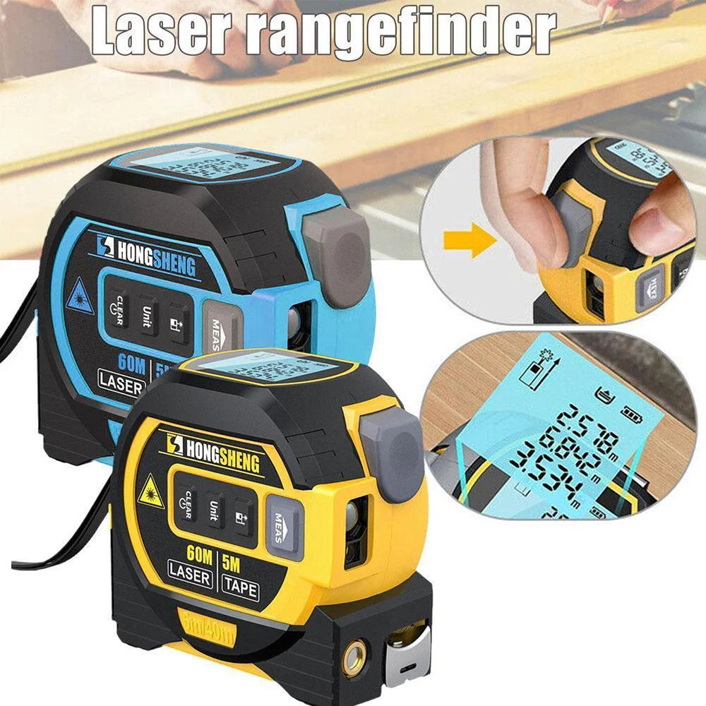 3 In 1 Laser Tape Measure Rangefinder 5m Tape Ruler Infrared High-precision Intelligent Electronic Ruler Building Distance Meter