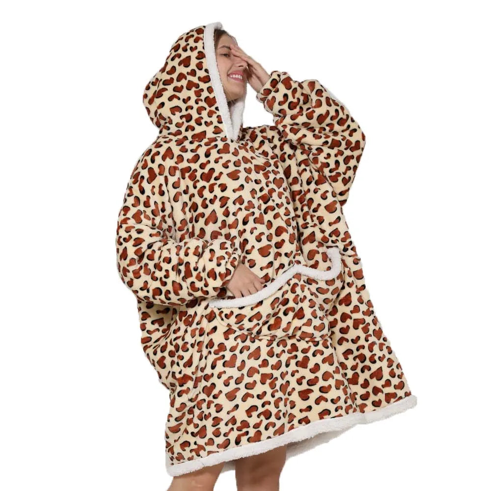 Oversized Blanket Hoodie with Big Pockets for Women Christmas Sweaters Hooded Cute Wearable Fleece TV Blanket for Couple Hoodies
