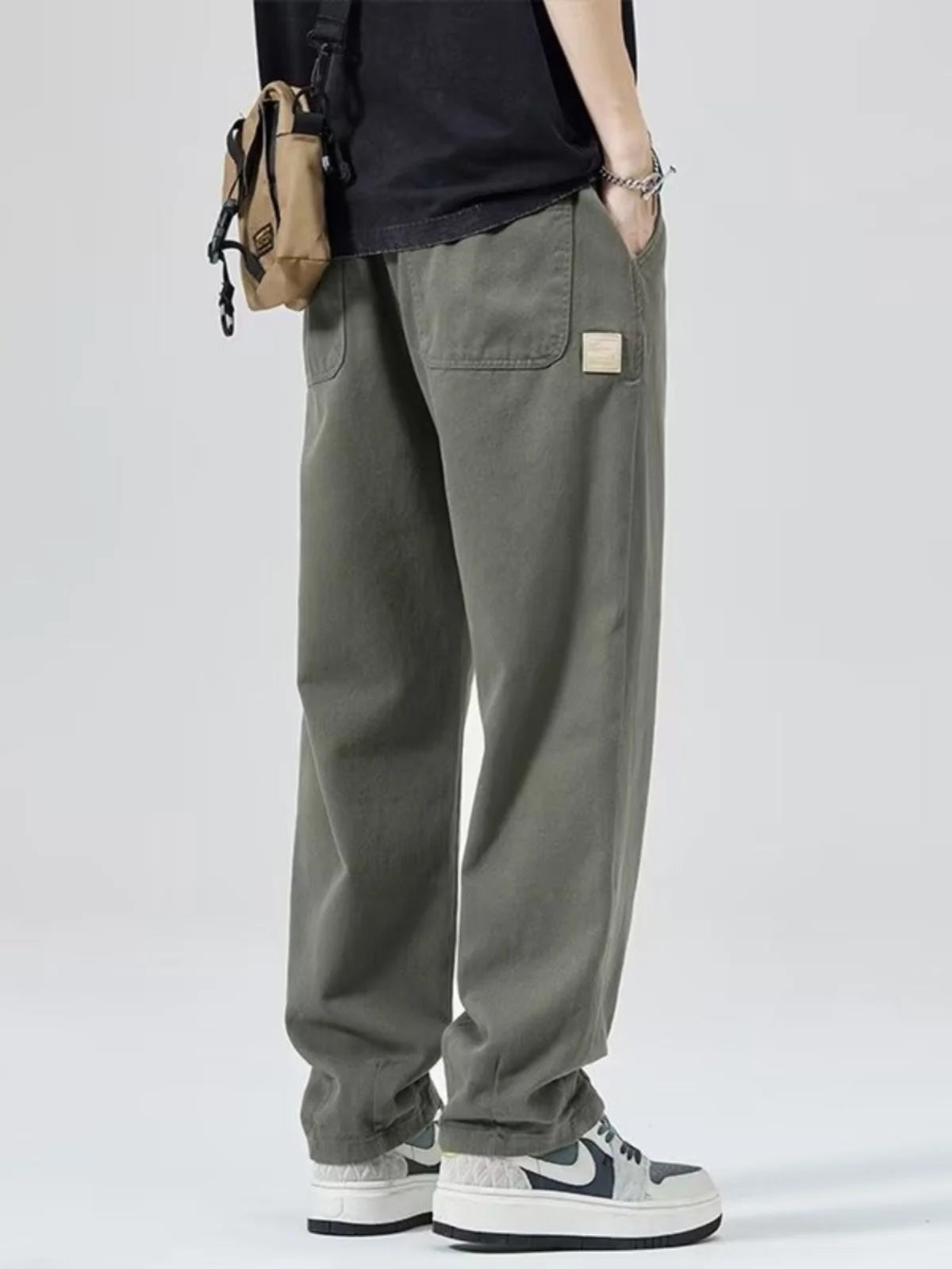 Spring Autumn Men's Loose Straight Leg Casual Sports Pants Trendy Brand Versatile Youthful Sle Long Pants Casual Trousers
