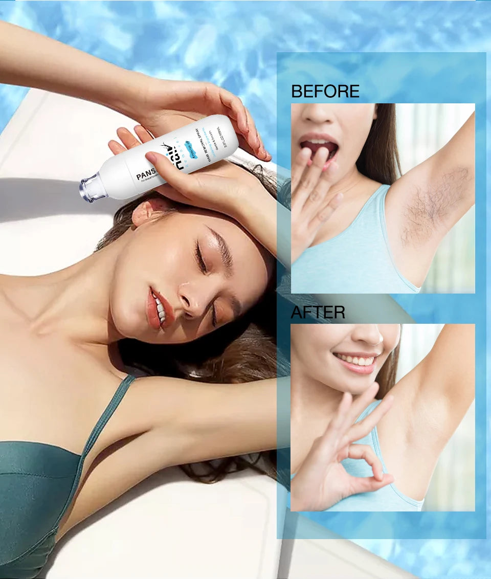 100ML Hair Removal Spray Hair Growth Inhibitor Spray Painless Hair Reduction Permanently Inhibits Hair Growth Skin Silky Smooth