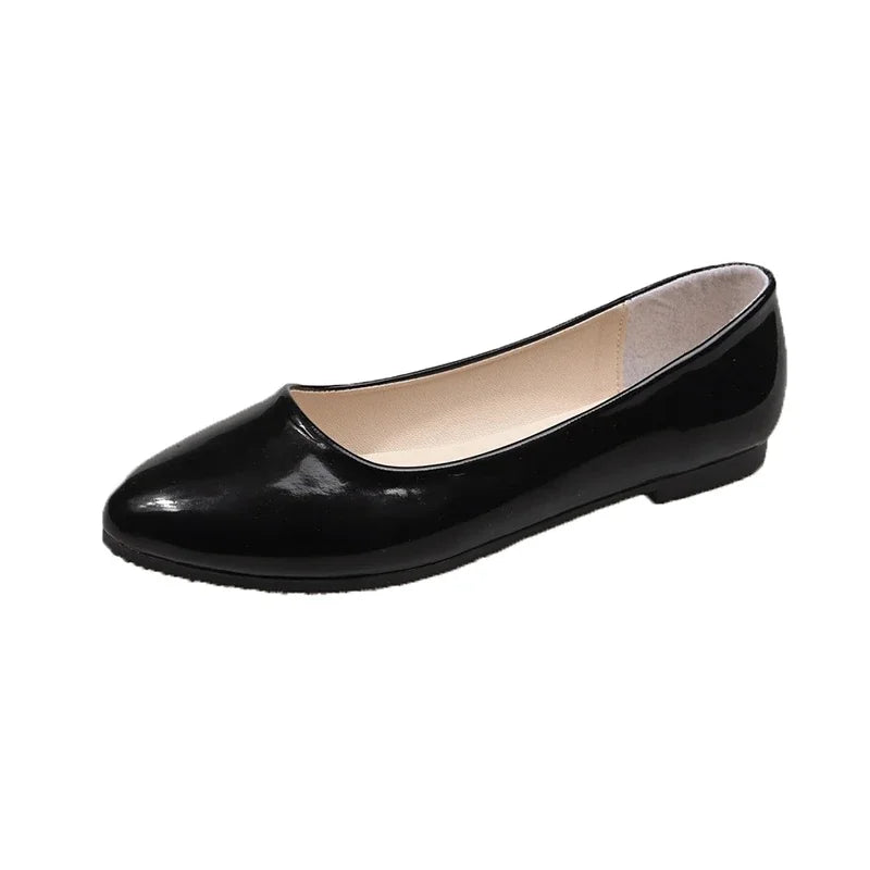 Ladies Formal Flat Shoes Spring Autumn Non-slip Women Black Causal Loafers Uniform Shoes Versatile Women's Ballet Leather Shoes