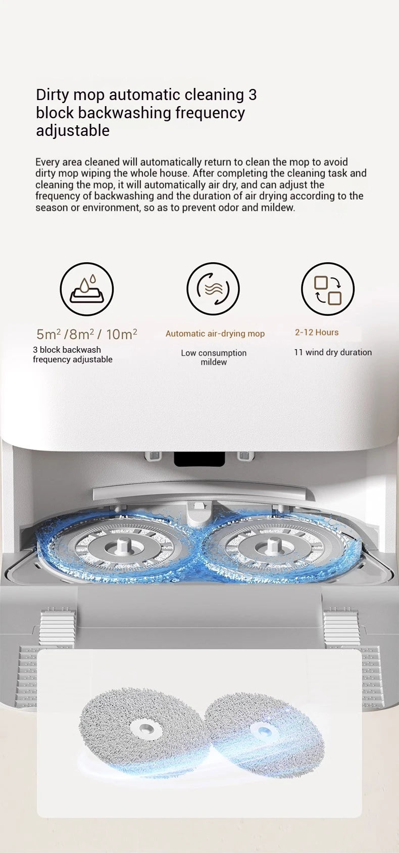 【Xiaomi】 Robot Vacuum H40, 10,000 Pa Powerful Aspiration, Ultra-Accurate Cleaning with Navigation LDS, 2-in-1: Vacuum and Wash
