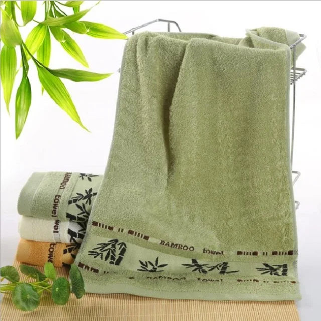 Inyahome Set of 3 Bathroom Cotton Towels Set Embroidered Luxury 2 Hand Towels 35x75cm and Big Bath Towels 70x140cm Washcloth