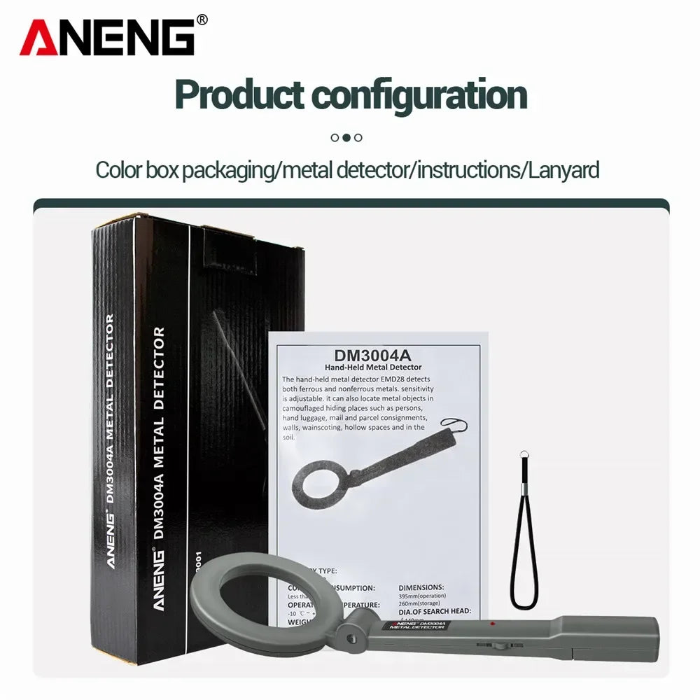Metal Detector ANENG DM3004A High Sensitivity Body Search Portable Handheld Security Intelligently Adjust Objects Distance Tools