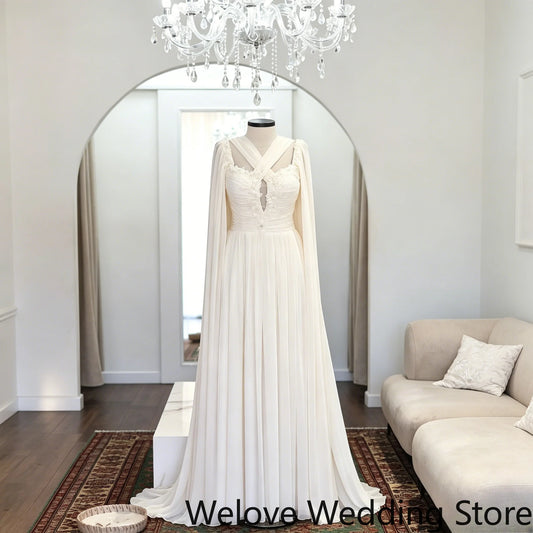 Wedding Dress Featuring Wrap Crisscross Halter Neck Center Front Keyhole Cutout, Floral Lace Embellished Fitted Bodice