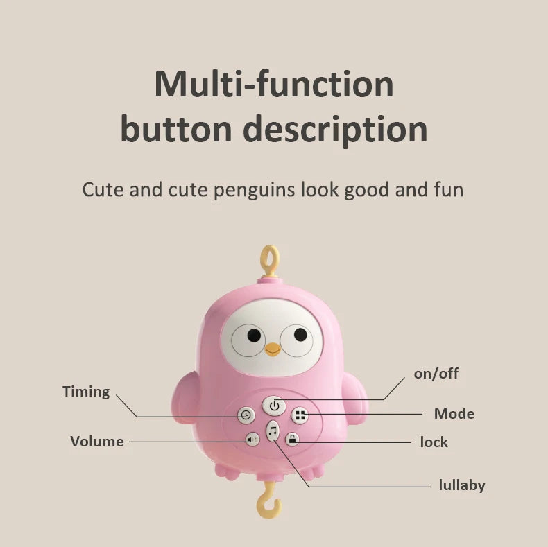 Baby Crib Bell Toys Musical Baby Crib Mobile with Lights Projection for 0-12Months Infants Crib Toys Bed Bell Toy Newborn Gifts