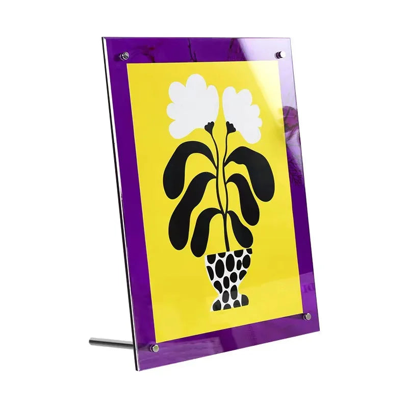 Acrylic Picture Frames,Color Desk Picture Frames with Stand,Modern Frameless Floating Frame for Desktop Display Gift Home Office