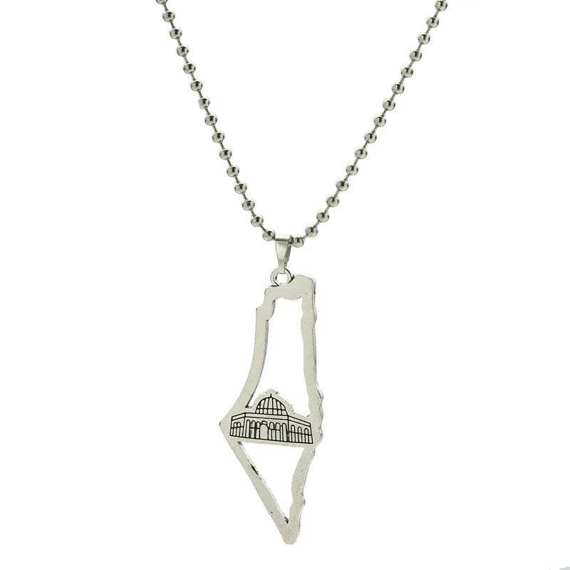 Palestine Country Map Flag Pendant Necklace for Men Women Stainless Steel Necklaces Jewelry Gifts ﻿