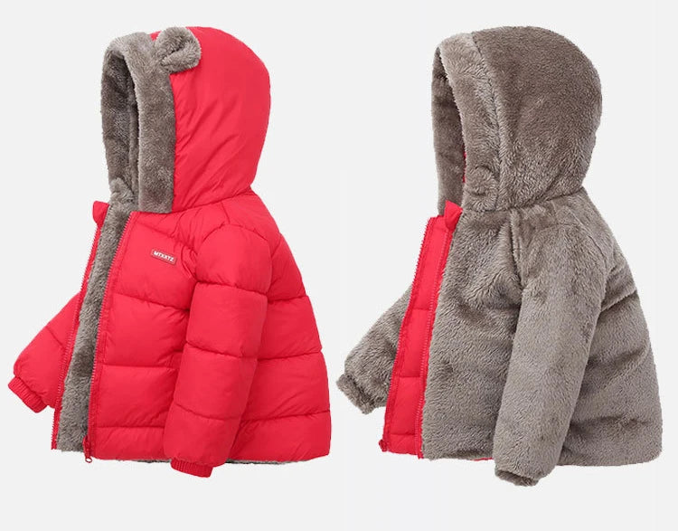Winter Baby Kids Jacket For Girls Coats Lamb Wool Plus Velvet Thick Coats Toddler Children Outwear 1-6 Year Boys Cotton Jackets