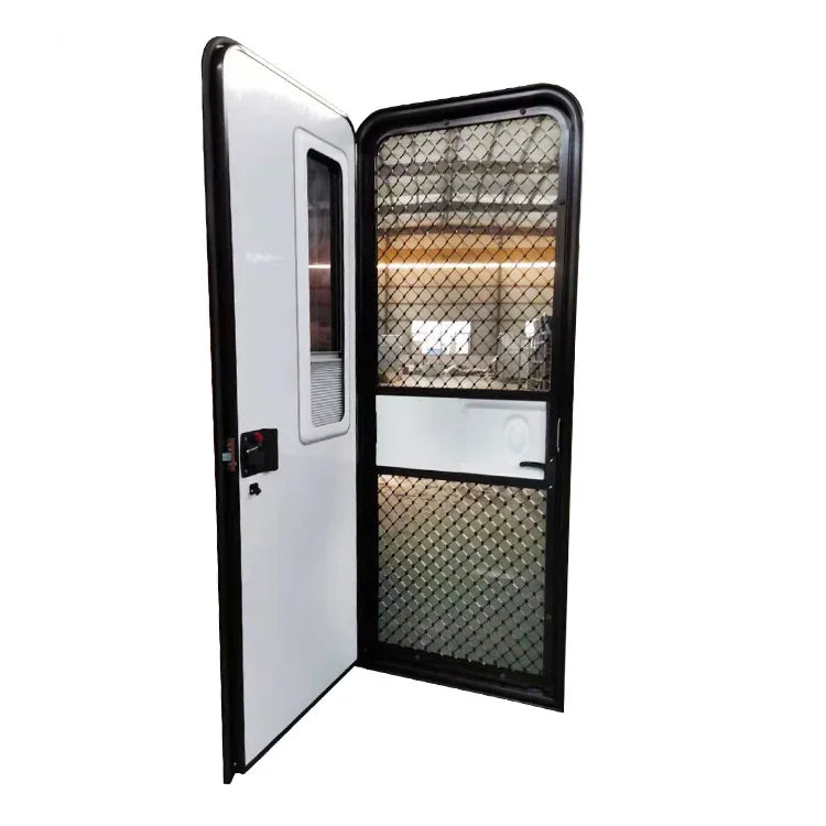 Rv and Motorhome Parts White Wholesale America Style Aluminum Alloy Rv Door with Door Stopper and Rubber Trim