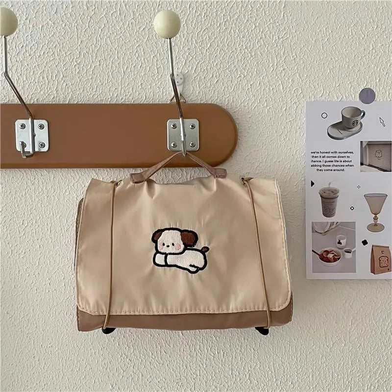 Women's Makeup Bags Cartoon Dog Cute Kawaii Large Capacity Portable Storage Bags Mesh Detachable Business Travel Washbags Girls
