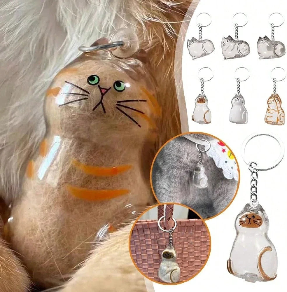 Transparent Pet Hair Keepsake Container Creative Handmade Cat Hair Pendant for Pet Hair Portable Keychain DIY Pendant Accessory