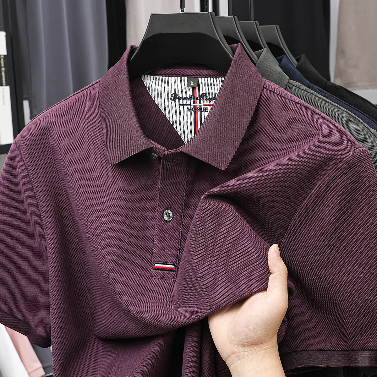 100% pure cotton T-shirt summer new men's fashionable short sleeve comfortable breathable polo shirt exquisite solid color top