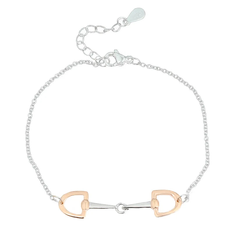 Horse Shoe Bracelet Rose Gold Plated Stainless Steel  Snaffle Horse Bit Bracelet
