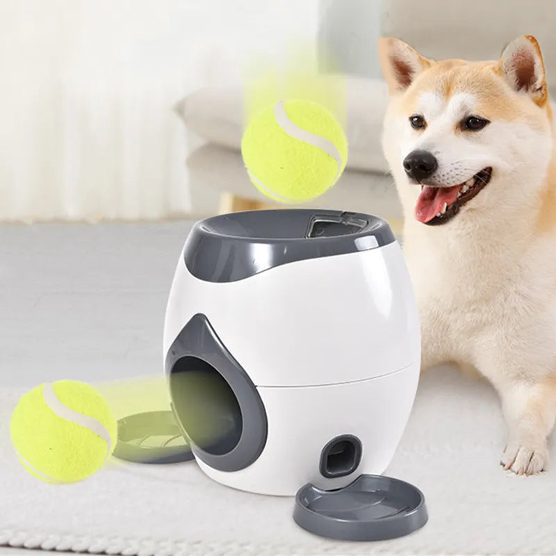Grey Pet Tennis Dispenser Training Machine Reward Machine Dog Snack Machine Pitching Device Interactive Fun Dog Toy