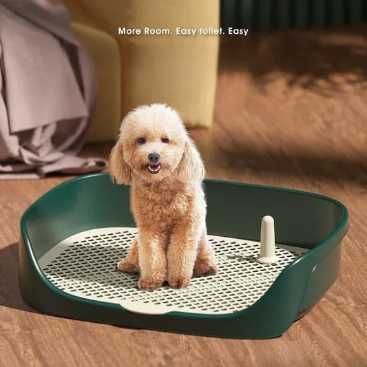 Portable Pet Toilet Training Kit Plastic with Pillar Includes Toilet Mat/Potty Tray/Pee Pad Dog Urinary Trainer Potty Training