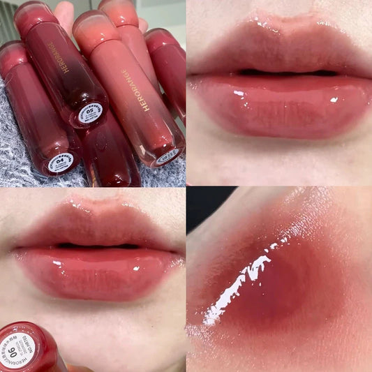 Smoked Grape Purple Red Lip Glaze Mirror Water Lip Gloss Moisturizing Liquid Lipstick Clear Tint Makeup Korean Women Cosmetics