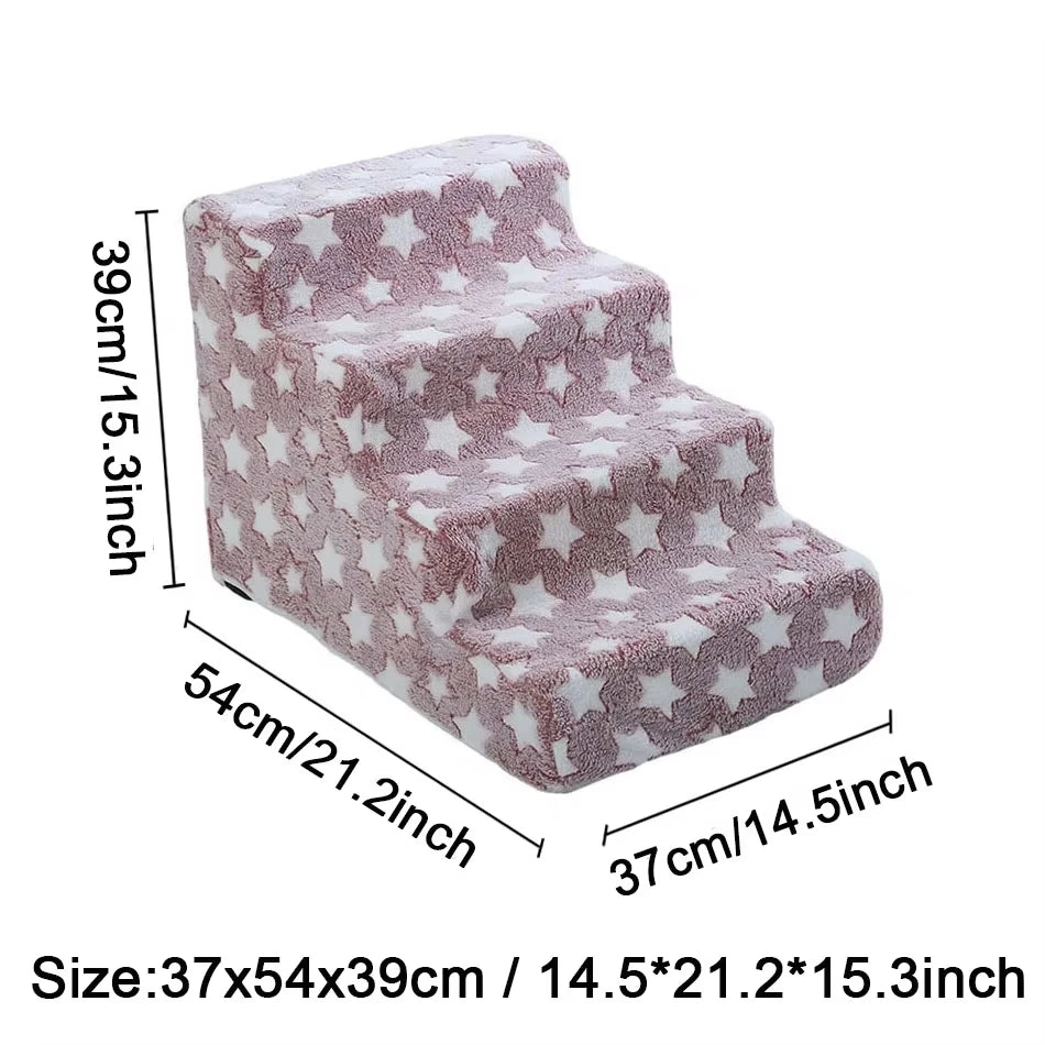 3/4 Pet Steps Foam Dog Secure Stairs Ramps Non-Slip Pet Star Steps for Protect Older Dog Pet with Joint Pain Sofa Bed Ladde Gift