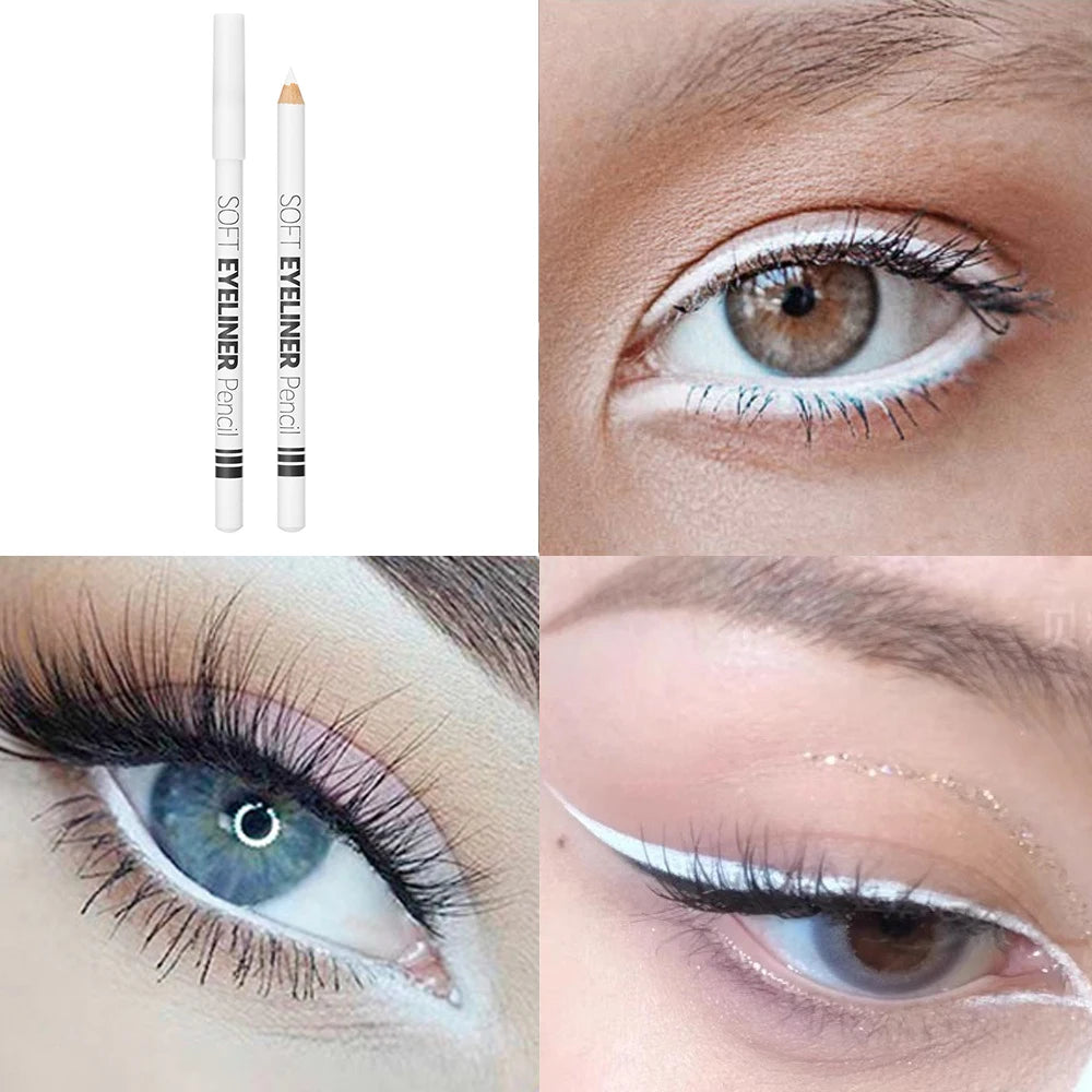 Smooth Waterproof White Eyeliner Pencil - Long-Lasting Eye Brightener Easy Wear Fashion Makeup Tool for Smooth Application