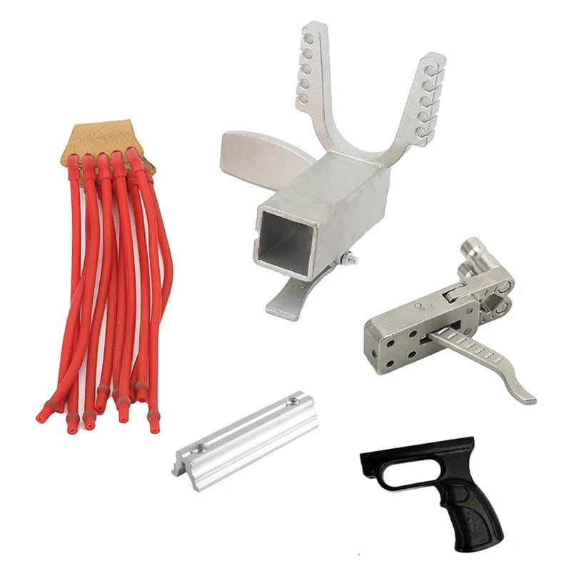 Slingshot Machinery Stainless Steel Parts Long-rod Slingshot Parts Trigger Rubber Belt Hunting Tactical Supplies Accessories