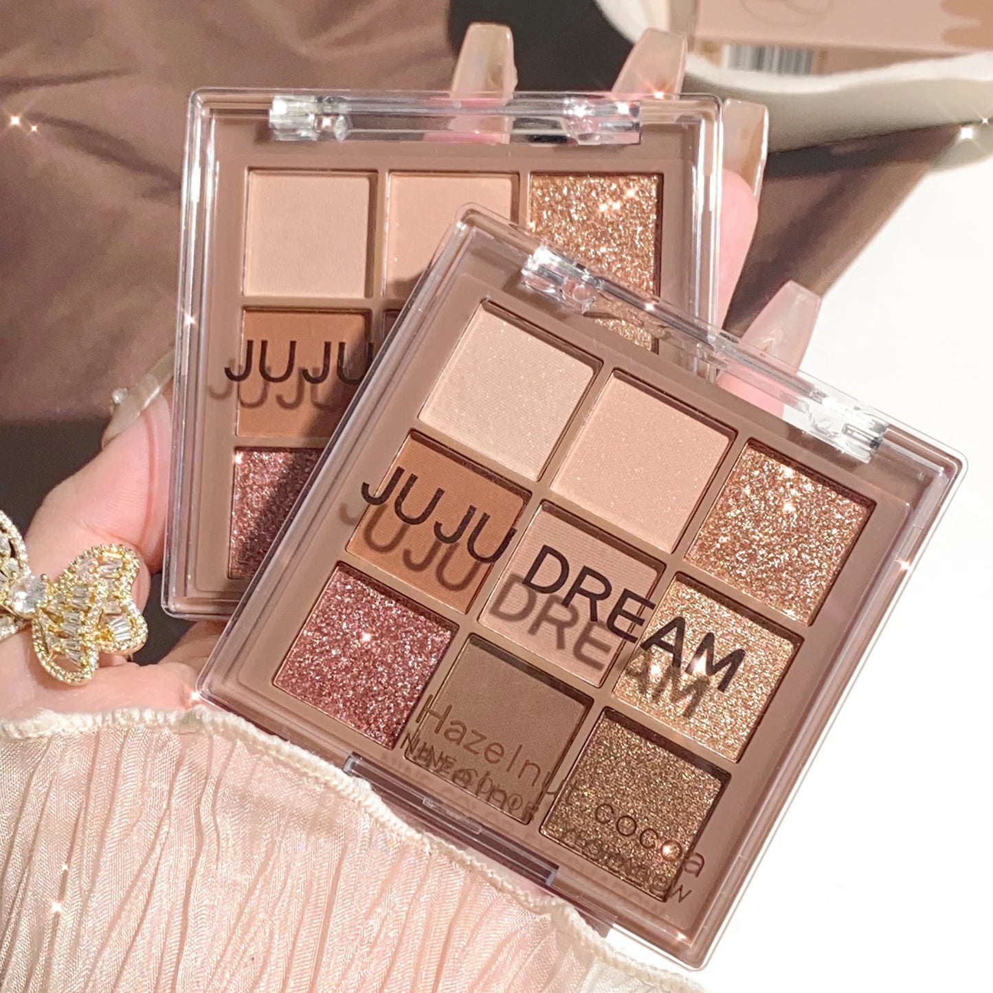 Milk tea nine-color eyeshadow palette, nine-grid eyeshadow with fine shimmer, shimmer and matte nude shades