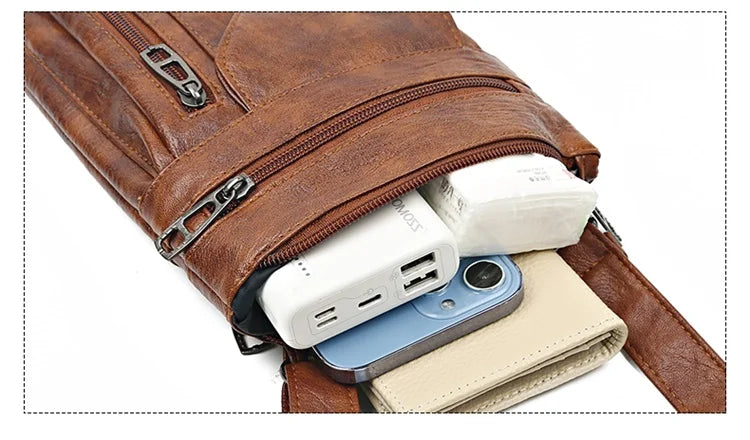 Ladies' soft leather shoulder bag, mobile phone bag, layered bag, mailman, one shoulder luxury designer, ladies' handbag, wallet