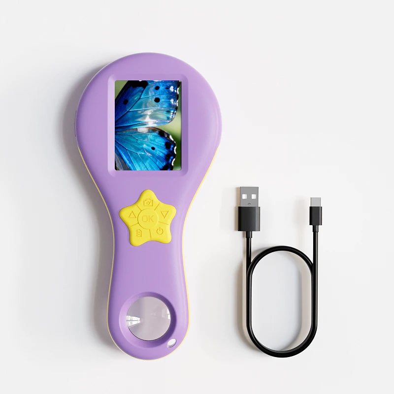 Digital Magnifier 2.0'' IPS Screen 2.0MP Purple Handheld Video Microscope Camera 50X Magnification 8LEDs With Magnifying Glass